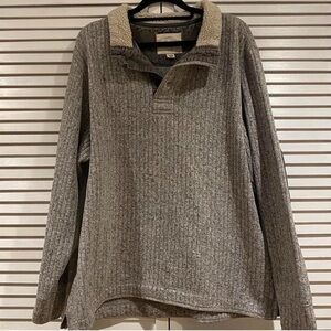 Gray Quarter Pull Over with Faux Fur Collar + Elbow Pads